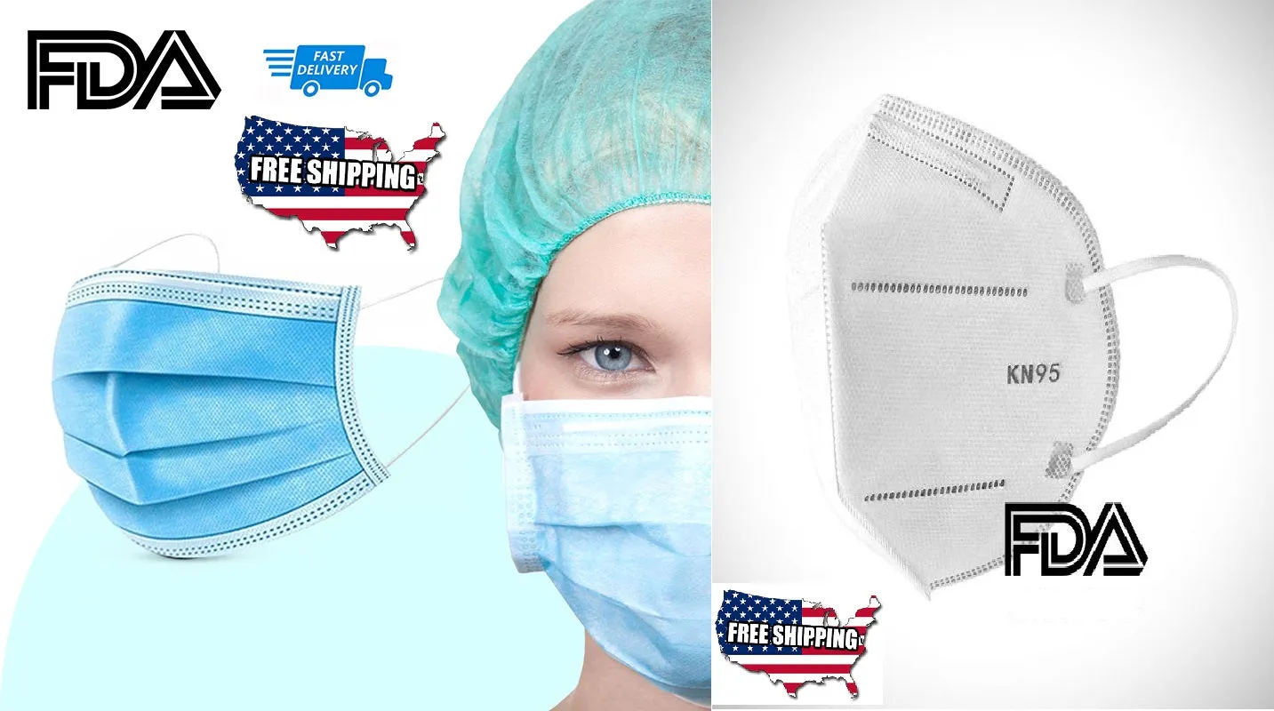 50 Pack FDA 3Ply Masks or 10 Pack FDA KN95 Masks - Ships Next Day From NY Warehouse!!