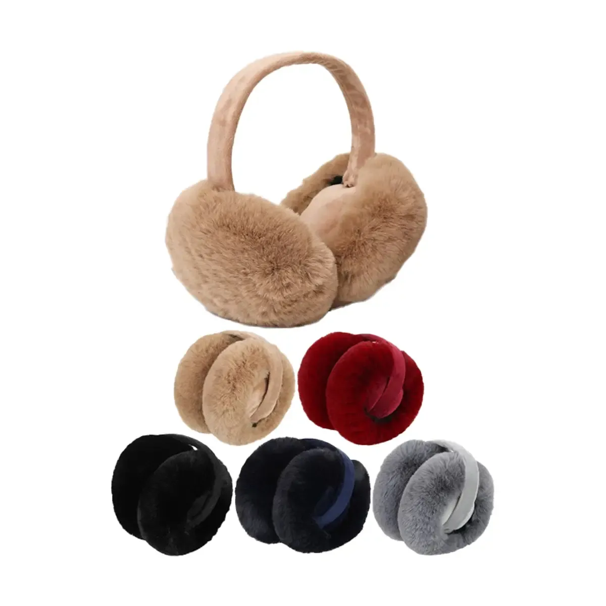 Earmuffs - Faux Fur Foldable - Burgundy