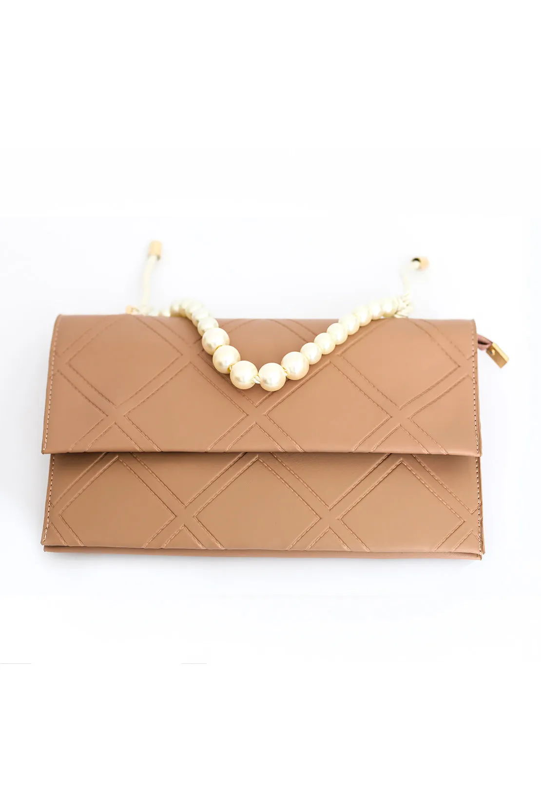 Pearl Handle Clutch - Peach