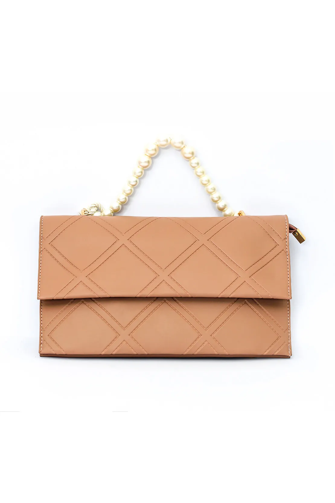 Pearl Handle Clutch - Peach