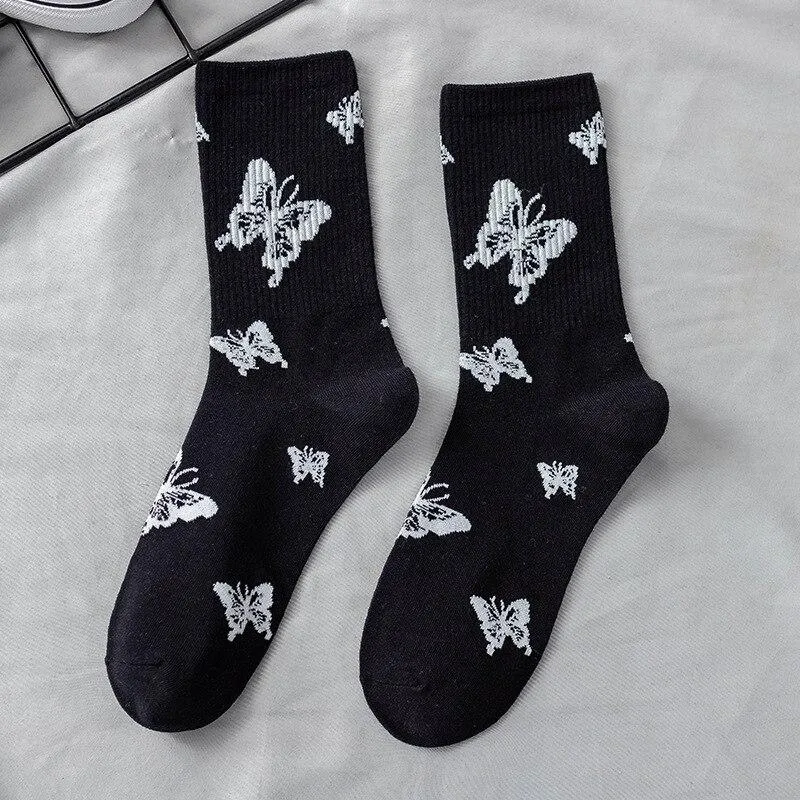 Unisex Cotton Floral Breathable Crew Socks